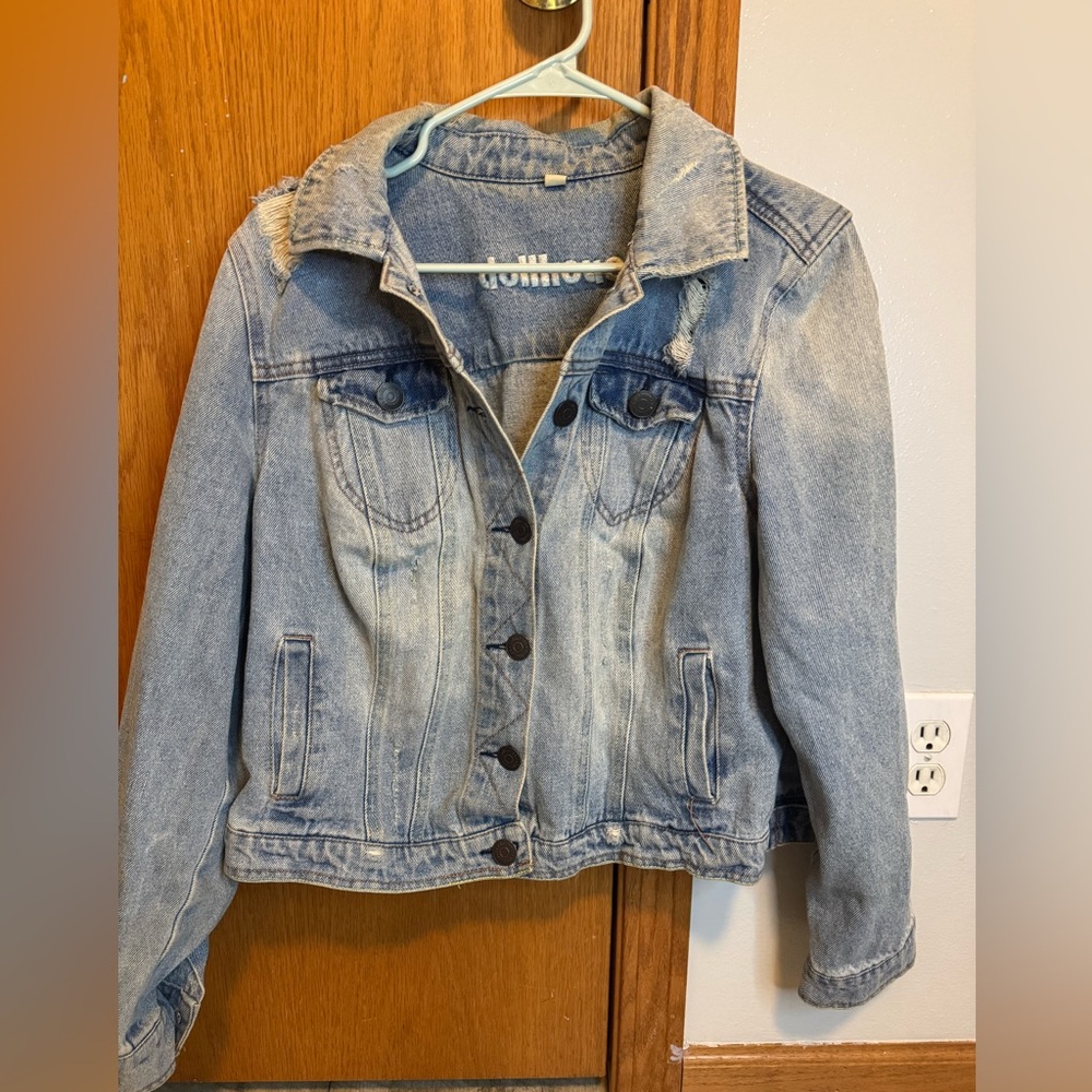 dollhouse 1X washed denim jacket with ‘weathered detail, buttons
